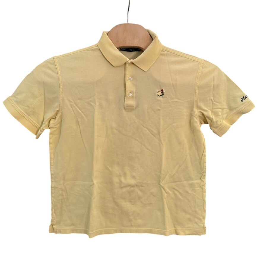 Masters Collection Mens Yellow Pima Cotton Golf Polo Shirt Large Tournament Logo
